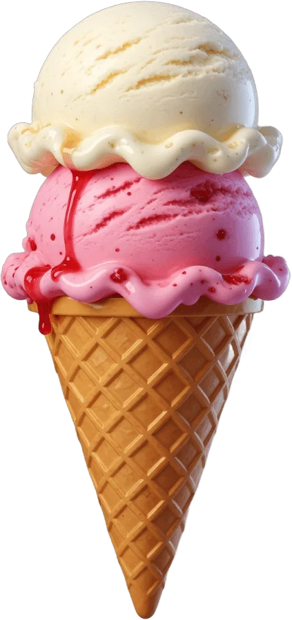 Strawberry vanilla cone