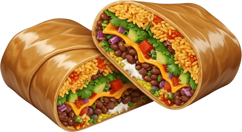 Halved Wrapped Burrito