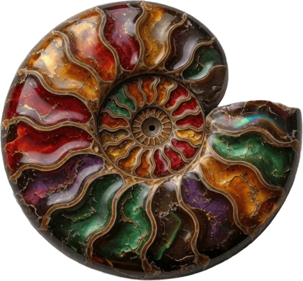 Fossile spiral d'ammonite
