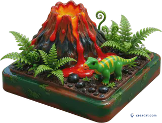 Jurassisches Vulkan-Diorama