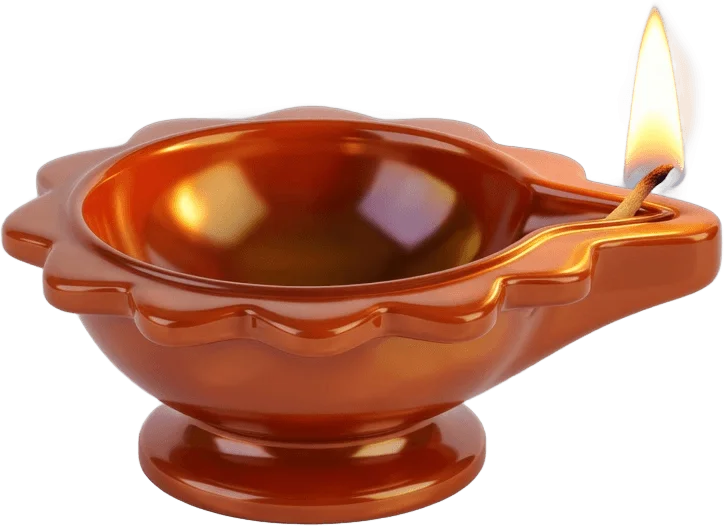 Diya d'argile allumée