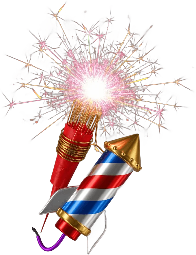 Bright Sparkler and Rockets