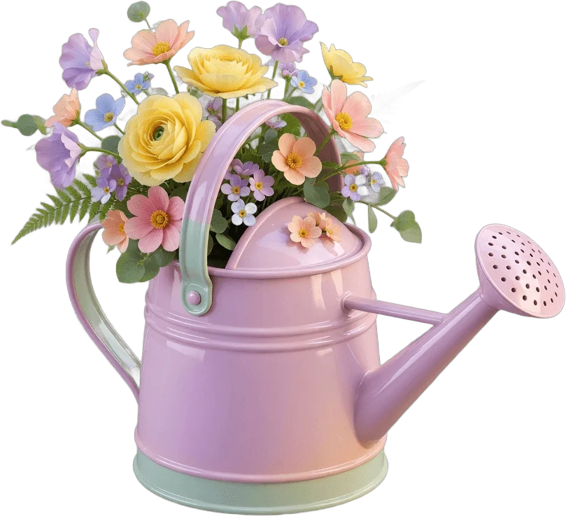 花のパステルじょうろ