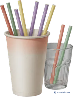 Cup with paper straws