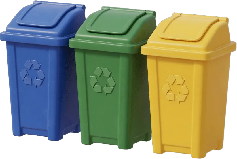 Three Recycling Bins