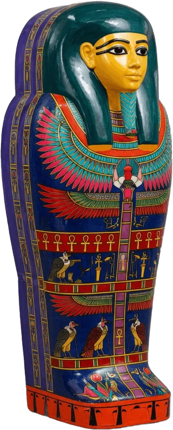 Painted Egyptian Sarcophagus