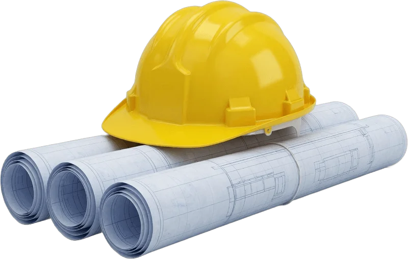Hard hat on blueprints