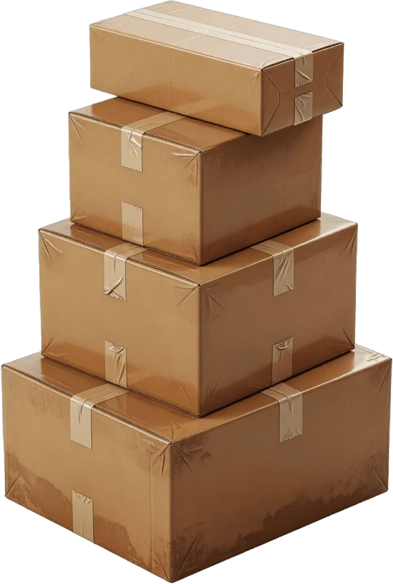 Stacked moving boxes