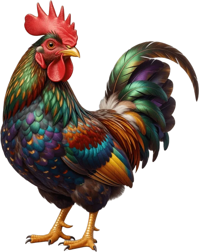 Coq de ferme coloré