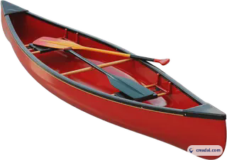 Red canoe with paddles