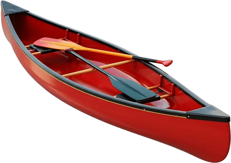 Canoa vermelha e remos