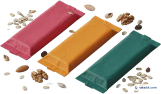 Three colorful snack bars