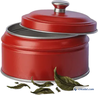 Red metal tea tin