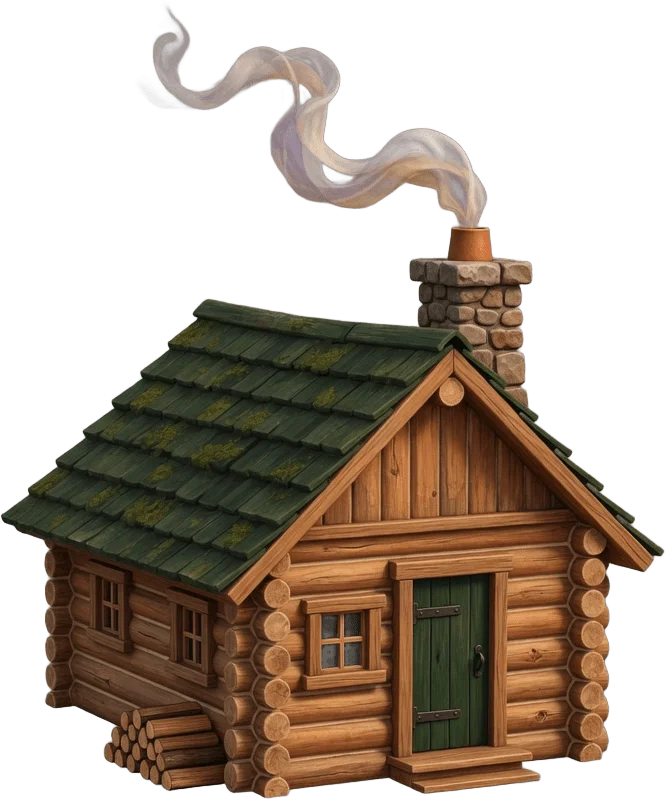 Cabane forestière fumante