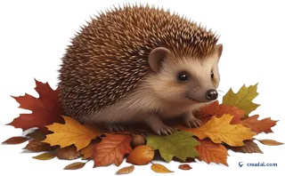 Hedgehog on leaves