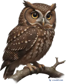 Brown owl on branch