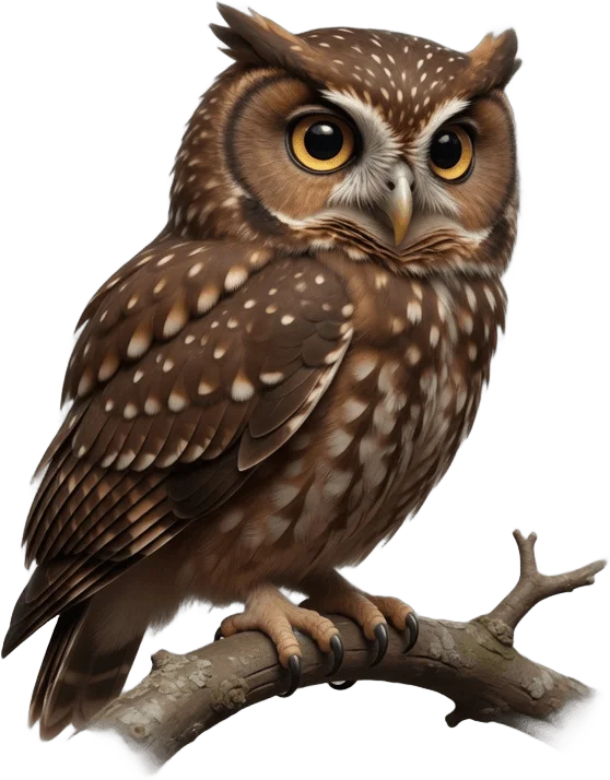 Brown owl on branch