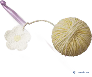 Crochet hook and yarn