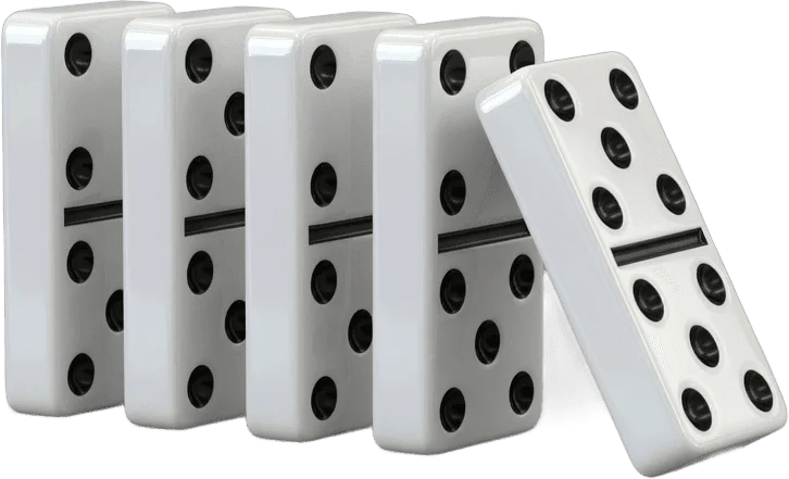 Falling White Domino Tiles