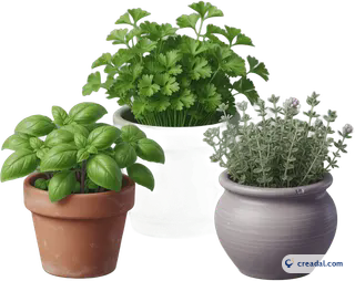 Three Fresh Herb Pots