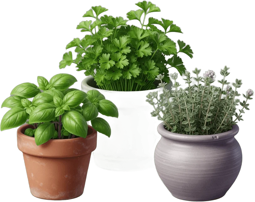 Three Fresh Herb Pots