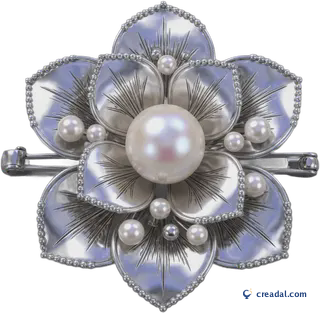 Silberne Perlenblumenbrosche