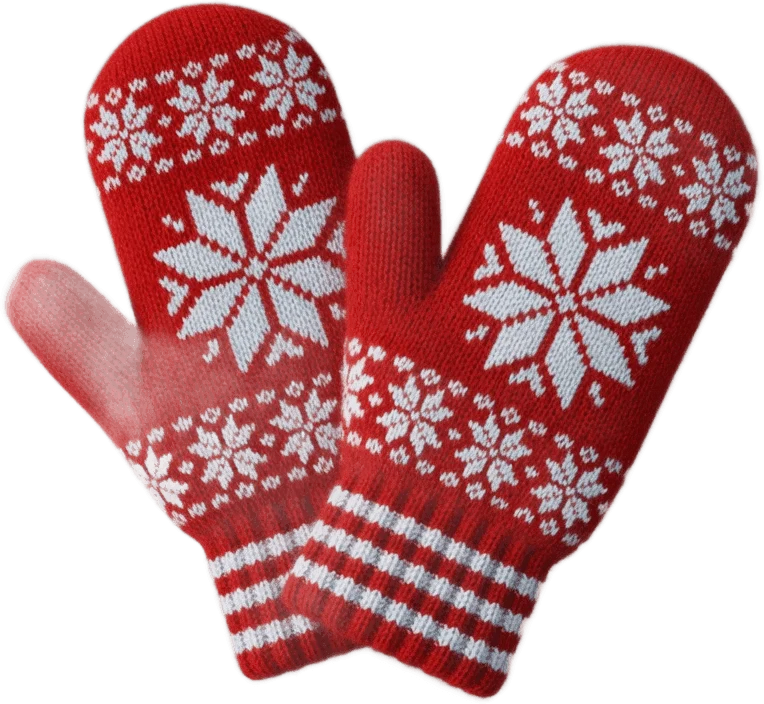 Rote gestrickte Fäustlinge