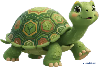 Walking green tortoise