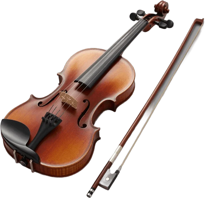 Glossy violin and bow