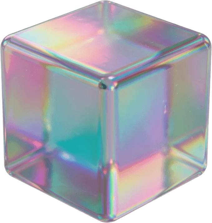 Cube holographique irisé