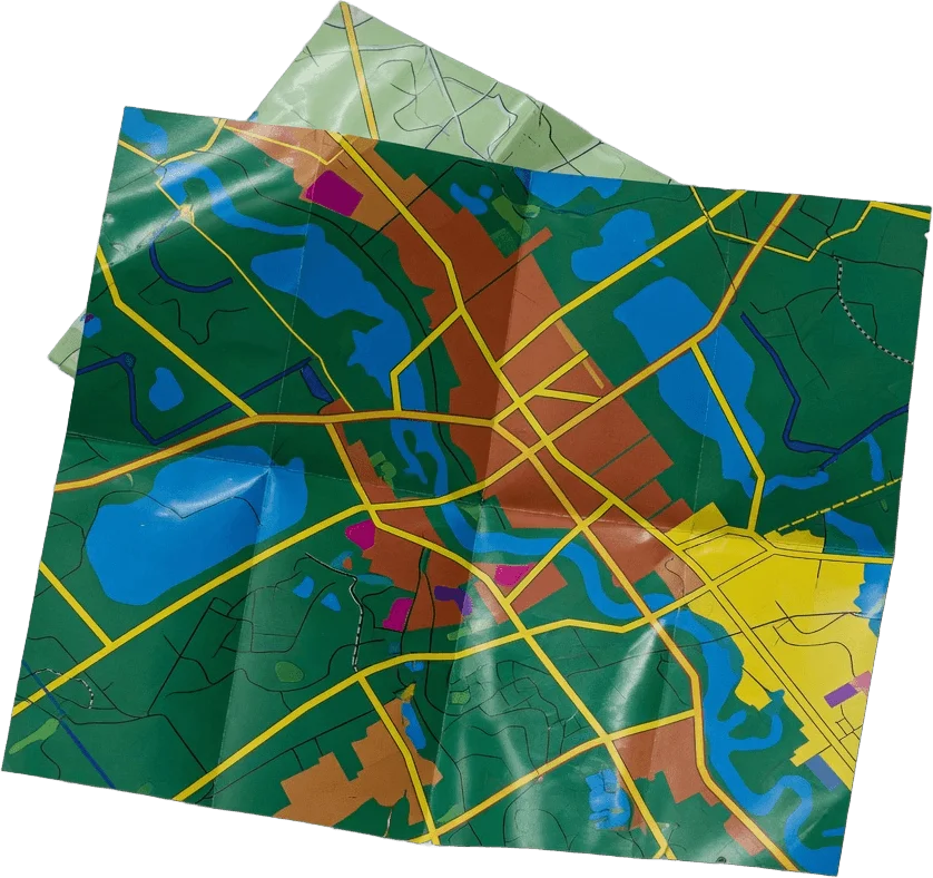 Folded tourist map