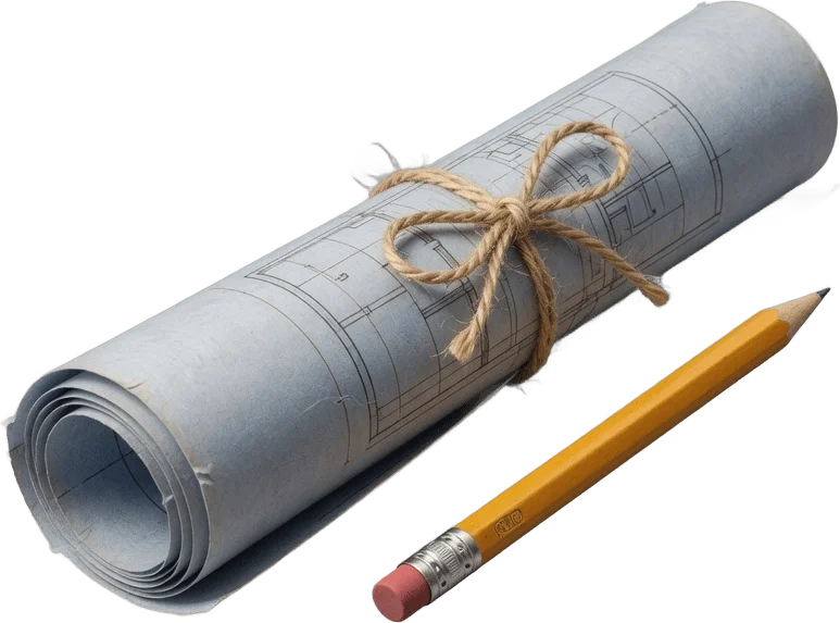 Tied rolled blueprint