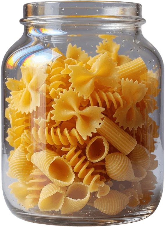 Bocal de pâtes sèches
