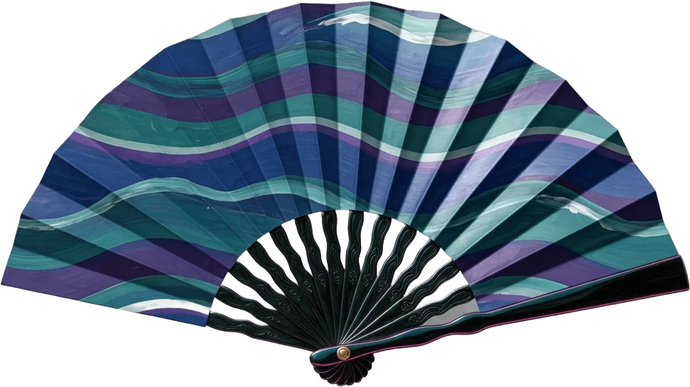 Open wave folding fan