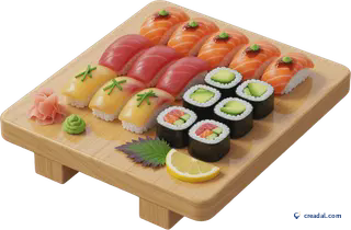 Sushi sur planche geta