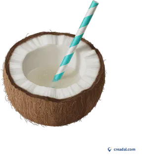 Coco aberto com canudo