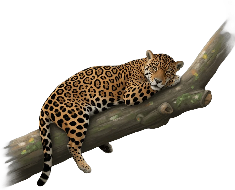 Jaguar posé sur branche