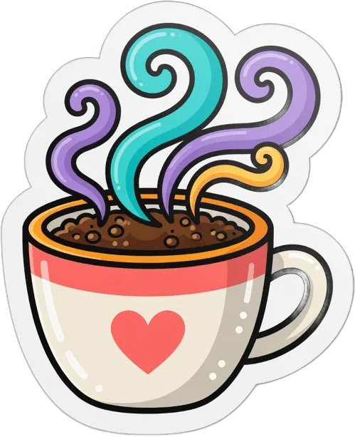 かわいい湯気のコーヒー