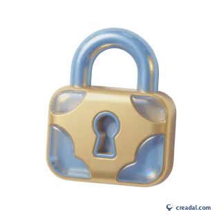 Gold blue padlock