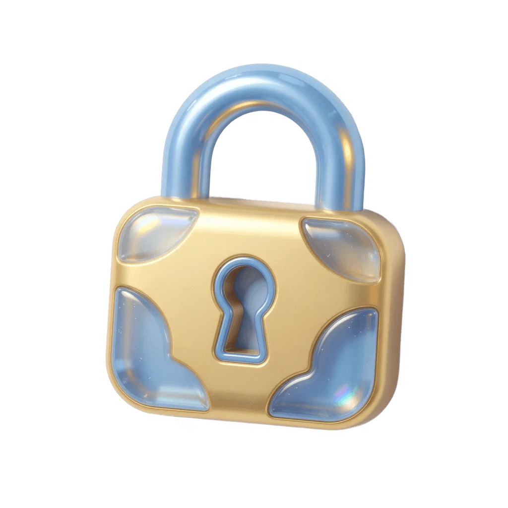 Gold blue padlock