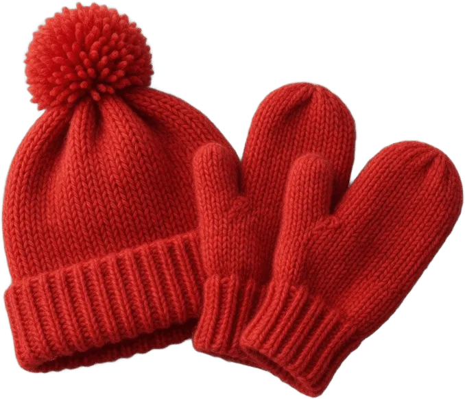 Red knitted beanie set