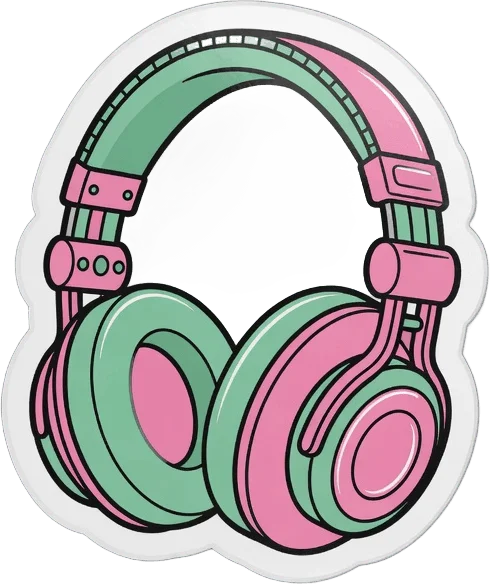 Retro Headphones Sticker
