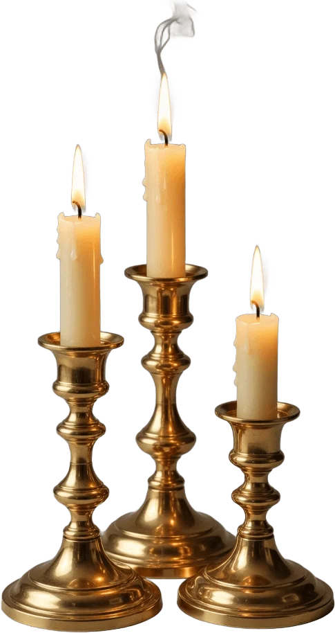 Three brass candlesticks