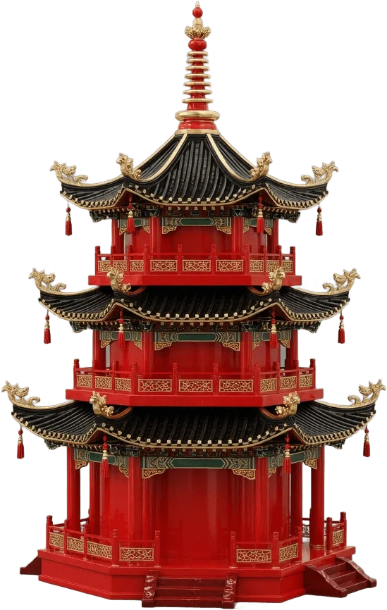 Pagode chinoise rouge