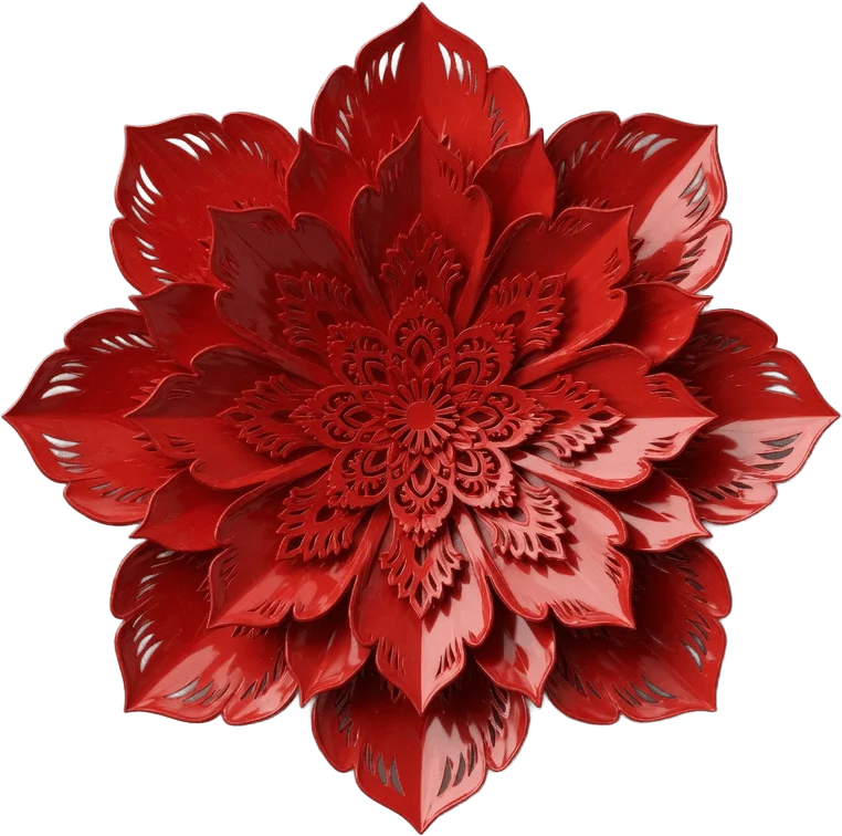 Fleur rouge découpée