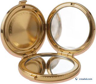 Miroir compact doré ouvert