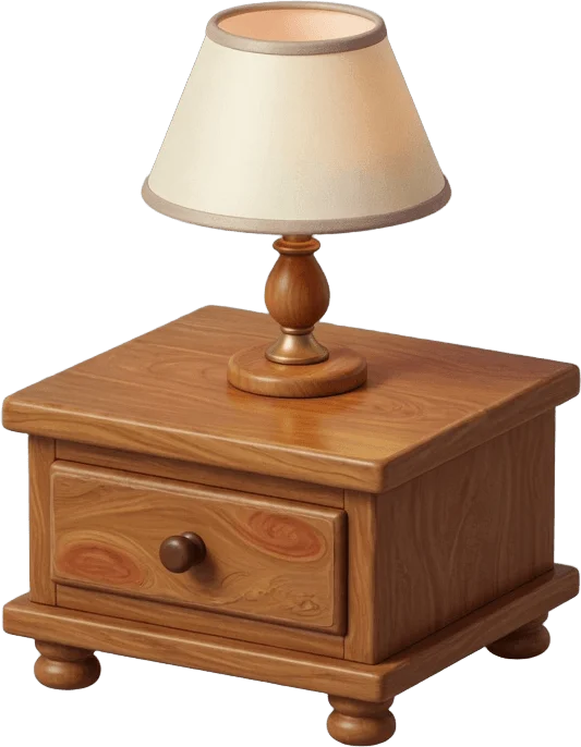 Table de chevet et lampe