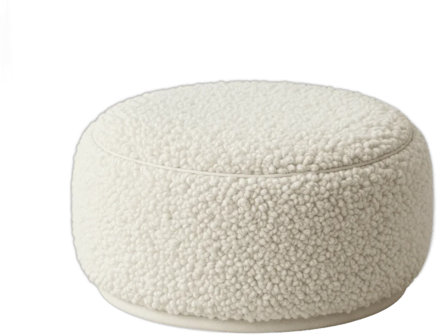 Pufe bouclé creme