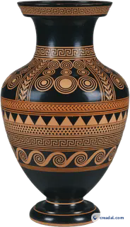 مزهرية يونانية سوداء الرسوم