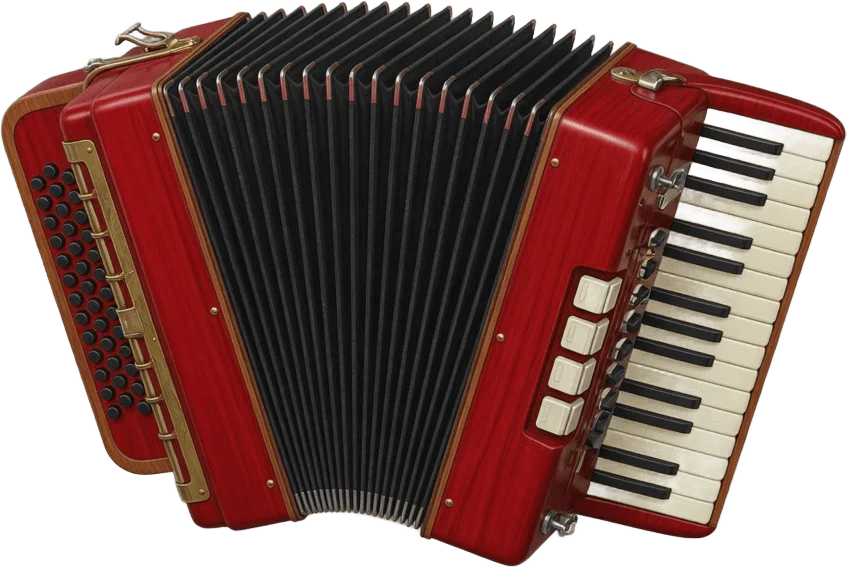 Red folk accordion